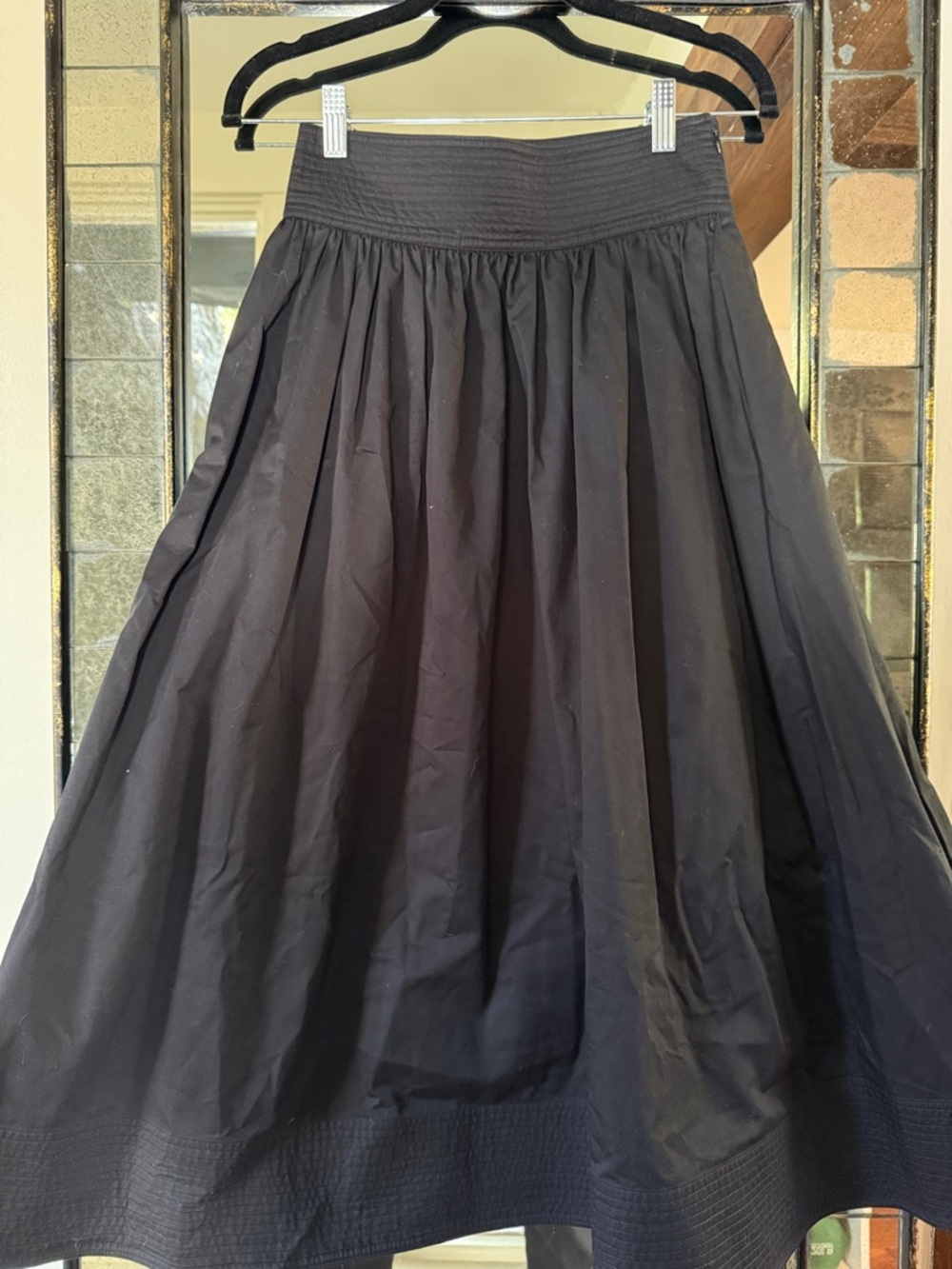 Women's Black A-Line Midi Skirt